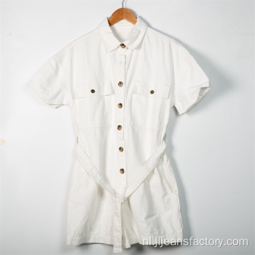 Groothandel dames witte denim shirt jurk